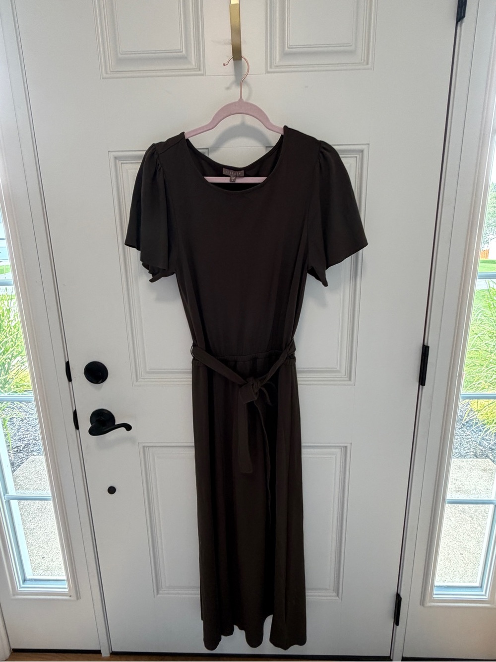 Lilla P Brown Maxi Dress with Self Tie Waist